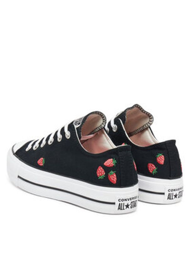 Converse Trampki Chuck Taylor All Star Lift Platform Embroidered Strawberries A14935C Czarny. Kolor: czarny. Materiał: materiał. Obcas: na platformie