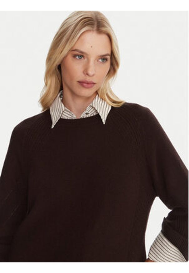 Marella Sweter Alaska 2525366102 Brązowy Regular Fit. Kolor: brązowy. Materiał: wełna