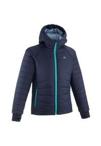 quechua - Kurtka turystyczna zimowa dla dzieci Quechua hybrydowa. Kolor: szary, niebieski, wielokolorowy. Materiał: tkanina, puch, materiał. Sezon: zima. Styl: sportowy