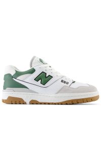Buty unisex New Balance BB550ESB - białe. Okazja: na co dzień. Kolor: biały. Materiał: materiał, skóra, syntetyk. Szerokość cholewki: normalna