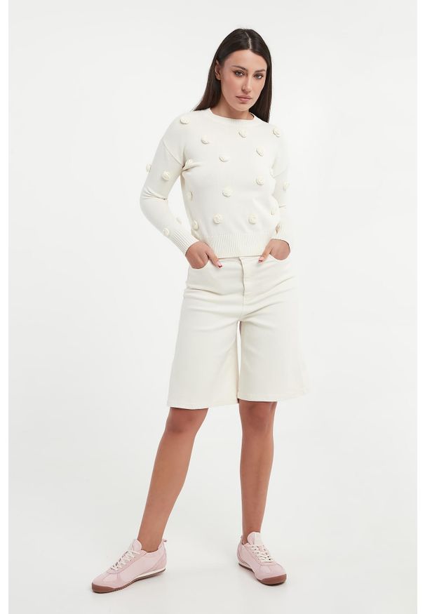 Marella - Sweter damski z różami Euforico MARELLA MONOCHROME. Kolor: różowy