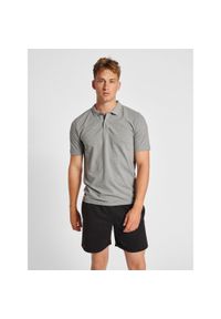 Polo Hummel Red Classic. Typ kołnierza: polo. Kolor: szary. Materiał: bawełna, tkanina