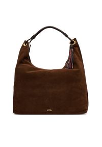 TOMMY HILFIGER - Tommy Hilfiger Torebka Th Statement Leather Hobo Suede AW0AW18403 Brązowy. Kolor: brązowy. Materiał: zamszowe, skórzane #1