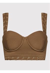 Elisabetta Franchi Top TK-37B-22E2-V290 Brązowy Regular Fit. Kolor: brązowy. Materiał: wiskoza