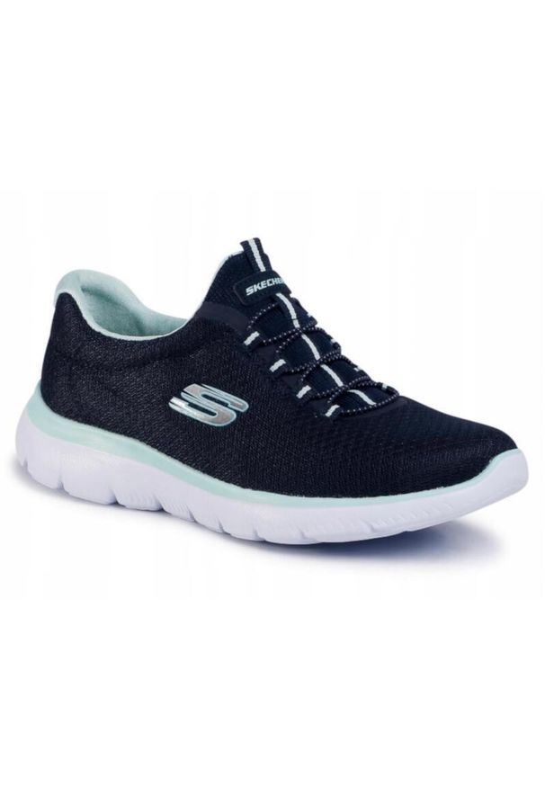 skechers - Buty na co dzień damskie SKECHERS SUMMITS wsuwane. Okazja: na co dzień. Zapięcie: sznurówki, bez zapięcia. Kolor: czarny, niebieski, wielokolorowy. Materiał: materiał, syntetyk, tkanina, dzianina. Szerokość cholewki: normalna. Model: Skechers Sport. Sport: turystyka piesza