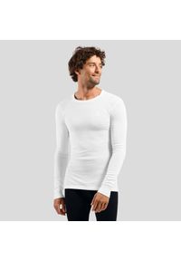 Koszulka męska Odlo BL TOP crew neck l/s ACTIVE WARM ECO. Kolor: biały. Długość rękawa: długi rękaw. Sport: fitness