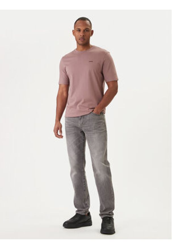 Hugo - HUGO T-Shirt Dero222 50466158 Beżowy Regular Fit. Kolor: beżowy. Materiał: bawełna