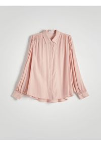 Reserved - Koszula z wiskozą - różowy. Kolor: różowy. Materiał: wiskoza. Wzór: gładki #1
