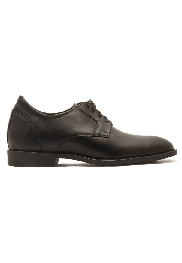 Modini - Czarne podwyższające eleganckie buty męskie +6cm T228. Okazja: na co dzień. Kolor: czarny. Materiał: skóra, syntetyk. Styl: elegancki