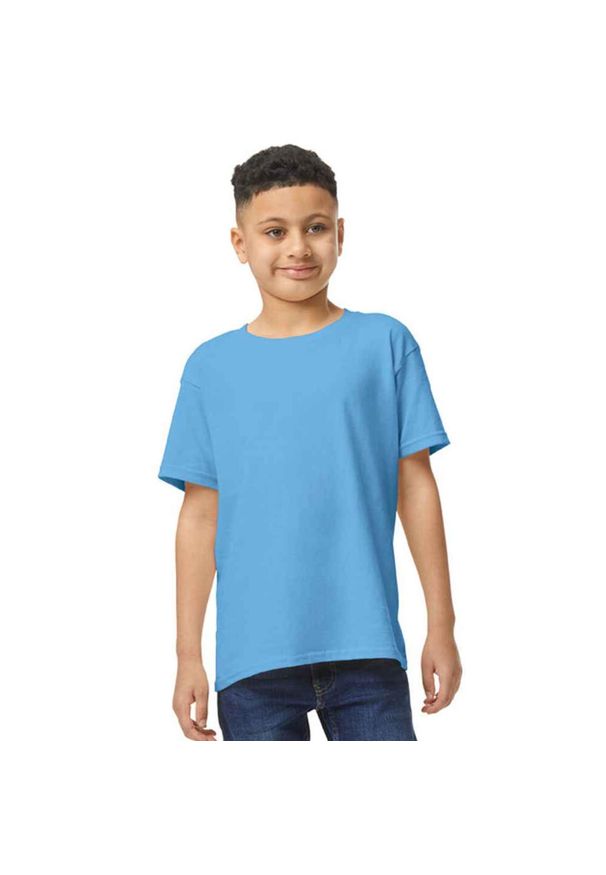 GILDAN - Koszulka Dziecięca Z Grubej Bawełny. Kolor: niebieski. Materiał: bawełna. Sport: turystyka piesza