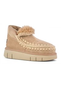 Mou - MOU Eskimo Bounce Sneaker Śniegowce damskie. Okazja: na co dzień. Kolor: beżowy. Materiał: materiał, wełna, zamsz. Sezon: zima. Styl: sportowy, klasyczny, elegancki, casual #4