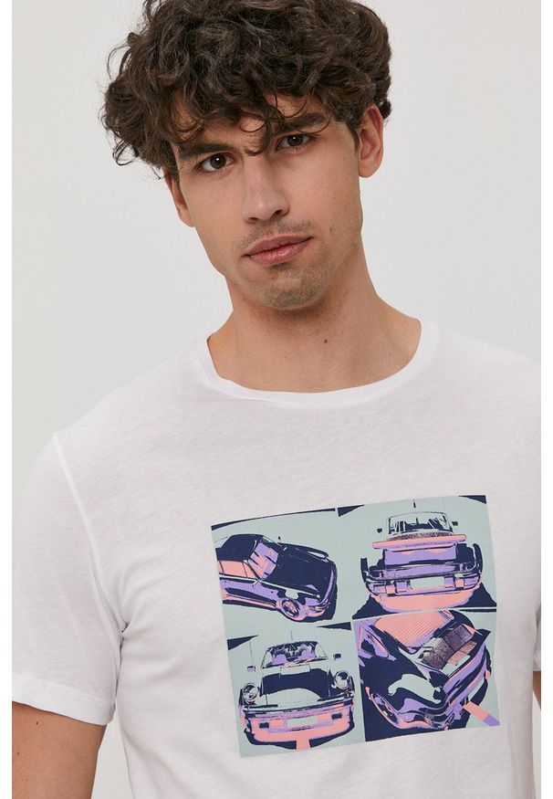 John Frank - T-shirt. Okazja: na co dzień. Kolor: biały. Wzór: nadruk. Styl: casual