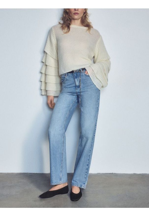 Reserved - Jeansy z paskiem - turkusowy. Kolor: turkusowy