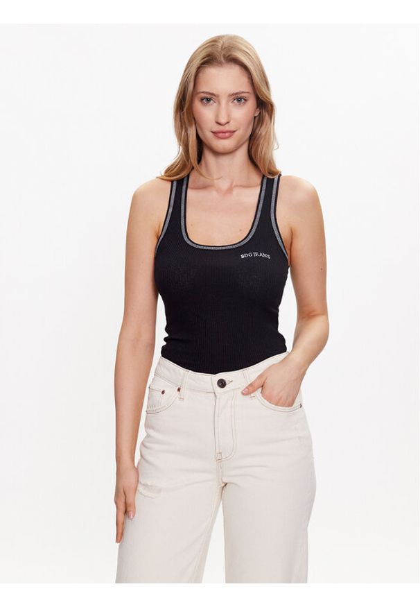 BDG Urban Outfitters Top BDG SCOOP CONSTITCH VEST 76466317 Czarny Slim Fit. Kolor: czarny. Materiał: syntetyk