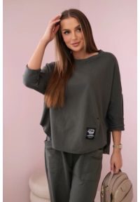 Inny - Komplet bawełniany bluza + spodnie khaki. Kolor: brązowy. Materiał: bawełna #1