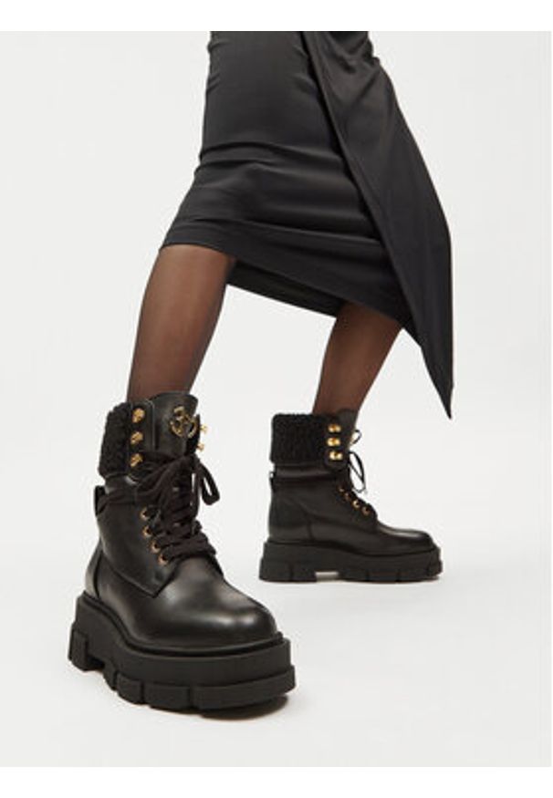 Eva Minge Trzewiki ALICANTE-2605 Czarny. Kolor: czarny. Materiał: skóra