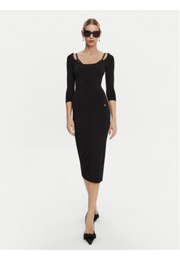 DOLCE & GABBANA - Dolce&Gabbana Sukienka dzianinowa FXS20T JFMEV N0000 Czarny Regular Fit. Kolor: czarny. Materiał: wiskoza