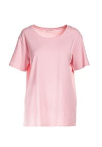 Born2be - Jasnoróżowy T-shirt Aetheriel. Kolor: różowy. Materiał: dzianina. Długość rękawa: krótki rękaw. Długość: krótkie. Wzór: gładki. Styl: klasyczny, sportowy #3