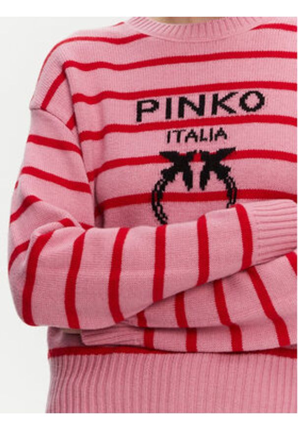 Pinko - PINKO Sweter 104679 A2EV ORZ Różowy Regular Fit. Kolor: różowy. Materiał: wełna