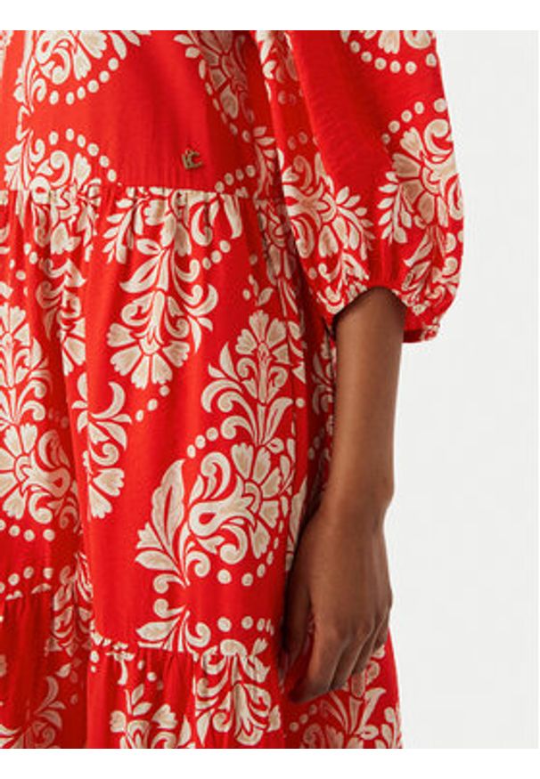 LOLA CASADEMUNT Sukienka letnia LS2616138 Czerwony jasny Regular Fit. Kolor: czerwony. Materiał: wiskoza. Sezon: lato