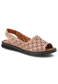 Różowe Sandały Artiker Damskie Modne Skórzane Buty. Okazja: na spacer, na co dzień, na spotkanie biznesowe. Zapięcie: rzepy, bez zapięcia. Kolor: różowy. Materiał: skóra. Wzór: ażurowy. Sezon: lato. Styl: casual, elegancki, biznesowy #2