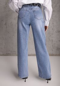Renee - Niebieskie Jeansy Wide Leg High Waist z Elastycznego Denimu z Bawełną Jelimia. Okazja: na co dzień. Stan: podwyższony. Kolor: niebieski. Styl: casual, elegancki #8