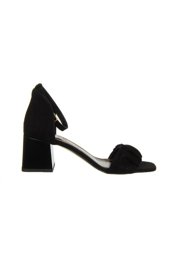 Sandały Bayla-159 4634 003-P Czarny Welur 159143, Skóra naturalna - 36. Zapięcie: pasek. Kolor: czarny. Materiał: zamsz. Wzór: motyw z bajki. Obcas: na obcasie. Wysokość obcasa: średni