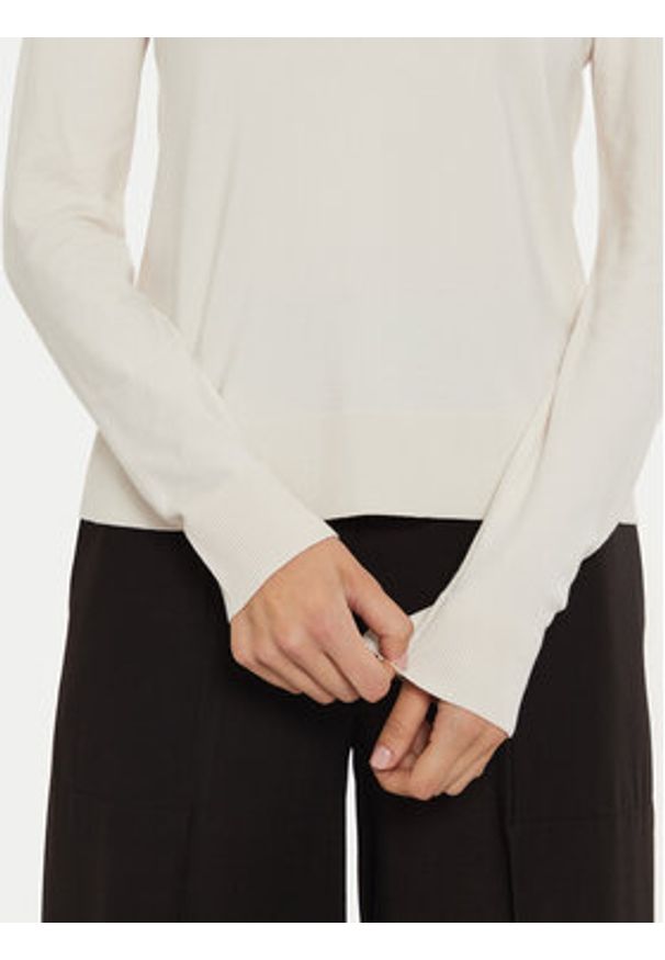 Sisley Sweter 17Q3M100F Beżowy Regular Fit. Kolor: beżowy. Materiał: wiskoza