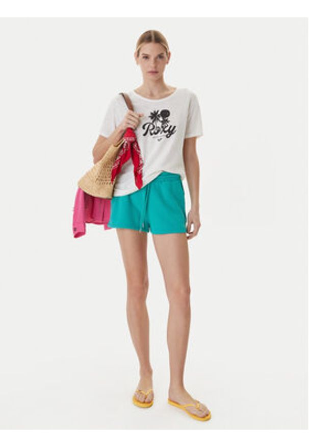 Roxy T-Shirt Oceanwave ERJZT06096 Biały Loose Fit. Kolor: biały. Materiał: syntetyk