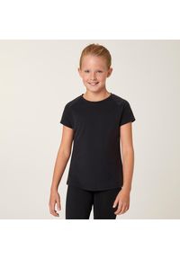 Decathlon - Koszulka z krótkim rękawem dziecięca Domyos S500. Kolor: czarny. Materiał: materiał, poliester, elastan, lyocell. Długość rękawa: krótki rękaw. Długość: krótkie #1