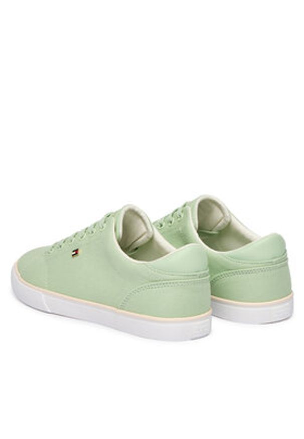 TOMMY HILFIGER - Tommy Hilfiger Tenisówki Th Low Profile Vulc Canvas FW0FW09102 Zielony. Kolor: zielony. Materiał: materiał