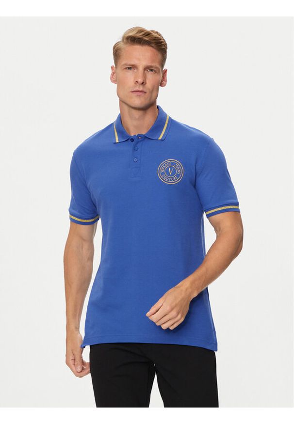 Versace Jeans Couture Polo 76GAGT02 Niebieski Regular Fit. Typ kołnierza: polo. Kolor: niebieski. Materiał: bawełna