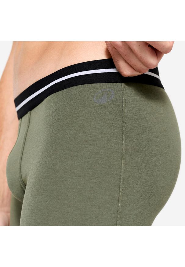 Decathlon - Bokserki męskie Domyos 2 sztuki. Kolor: szary, wielokolorowy, zielony. Materiał: skóra, bawełna, materiał, elastan. Sport: fitness