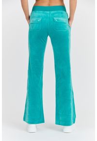 Juicy Couture - JUICY COUTURE Damskie turkusowe spodnie desowe Layla Jewelled Low Rise Pant, Rozmiar XS. Kolor: niebieski. Materiał: materiał, poliester, elastan