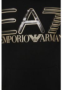 EA7 Emporio Armani Bluza bawełniana 3LPM45.PJFGZ męska kolor czarny z kapturem z nadrukiem. Okazja: na co dzień. Typ kołnierza: kaptur. Kolor: czarny. Materiał: bawełna. Wzór: nadruk. Styl: casual #2