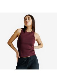Decathlon - Koszulka bez rękawów damska Elementals z prążkowanej dzianiny. Kolor: fioletowy. Materiał: elastan, bawełna, materiał. Długość rękawa: bez rękawów #1
