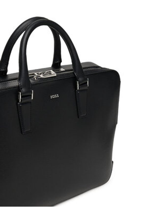 BOSS Torba na laptopa 50548265 Czarny. Kolor: czarny. Materiał: skóra