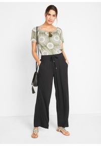 bonprix - Spodnie z dżerseju z lejącej mieszanki wiskozy. Kolor: czarny. Materiał: jersey, wiskoza #3