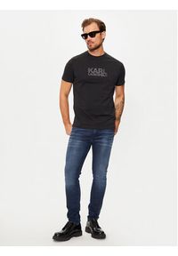 Karl Lagerfeld - KARL LAGERFELD T-Shirt 755077 544252 Czarny Regular Fit. Typ kołnierza: dekolt w karo. Kolor: czarny. Materiał: bawełna #3