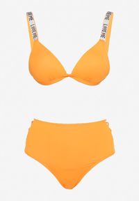 Renee - Pomarańczowe Bikini Biustonosz z Usztywnianymi Miseczkami i Cyrkoniami Majtki ze Sznurowaniem Durbia. Kolor: pomarańczowy #3