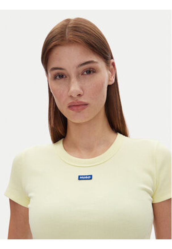 Hugo - HUGO T-Shirt Easy Tee_B 50523924 Żółty Slim Fit. Kolor: żółty. Materiał: bawełna
