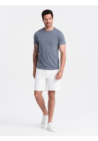 Ombre Clothing - T-shirt męski klasyczny bawełniany BASIC - niebieski denim V7 OM-TSBS-0146 - XXL. Okazja: na co dzień. Kolor: niebieski. Materiał: bawełna, denim. Wzór: jednolity. Styl: klasyczny #3