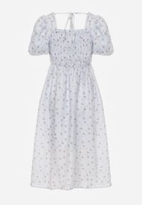 Renee - Niebieska Rozkloszowana Sukienka z Tencelu w Stylu Baby Doll w Kwiatowy Print Harele. Okazja: na co dzień. Kolor: niebieski. Wzór: nadruk, kwiaty. Typ sukienki: rozkloszowane. Materiał: poliester. Długość rękawa: krótki rękaw. Sezon: lato. Styl: casual. Długość: mini #2