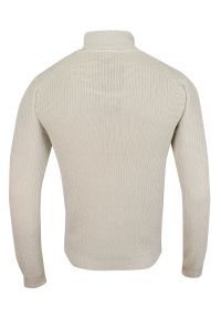 Golf Jasny Szary Dziergany, Męski, Super Slim, Przylegający, Elegancki -Brave Soul. Typ kołnierza: golf. Kolor: szary. Materiał: poliester, dziergany. Wzór: ze splotem. Sezon: zima, jesień. Styl: elegancki #2