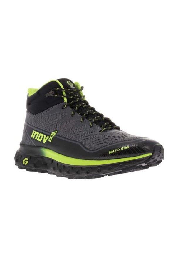 Buty Inov-8 RocFly G 390 M 000995-GYBKYW-S-01 czarne szare. Kolor: czarny, wielokolorowy, szary. Materiał: dzianina, materiał, guma. Szerokość cholewki: normalna