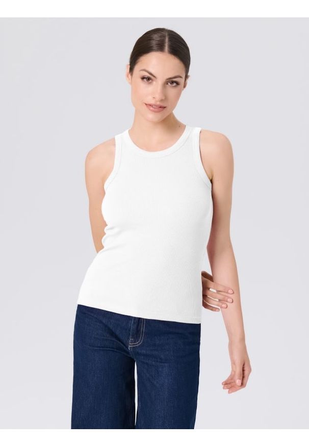 Sinsay - Tank top - biały. Kolor: biały