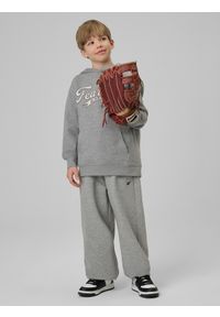 4f - 4F Bluza dresowa loose z kapturem chłopięca - szara 122/128 (6-8 lat). Okazja: na co dzień, na uczelnię. Typ kołnierza: kaptur. Kolor: szary. Materiał: dresówka. Sezon: lato. Styl: casual #2