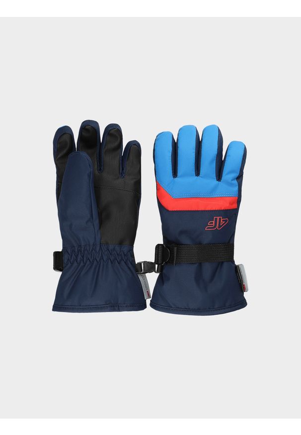 4f - 4F Rękawiczki narciarskie chłopięce - niebieskie XL. Kolor: niebieski. Materiał: tkanina, dzianina, syntetyk, materiał. Technologia: Thinsulate. Sezon: zima. Sport: narciarstwo
