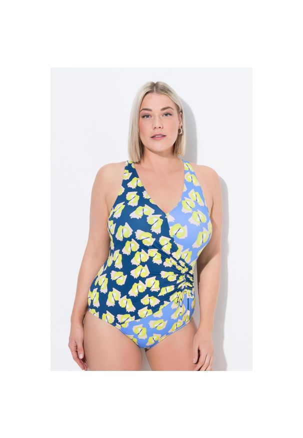 ULLA POPKEN - Damski Strój kąpielowy miękkie miseczki ramiączka z regulacją. Kolekcja: plus size. Kolor: niebieski. Materiał: poliamid, poliester, materiał, elastan