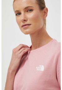 The North Face t-shirt damski kolor różowy. Kolor: różowy. Materiał: materiał, dzianina. Styl: klasyczny #3